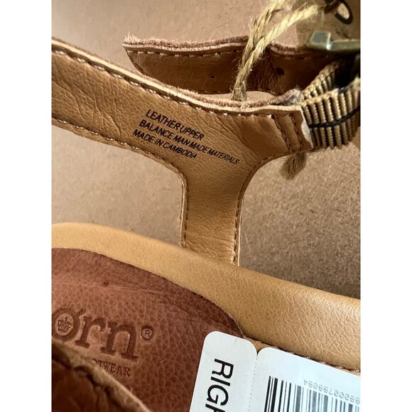 NWT BORN Shonie Brown Soft Leather Block Heel Buckle Ankle Comfort Sandals Sz 10 - Picture 9 of 14